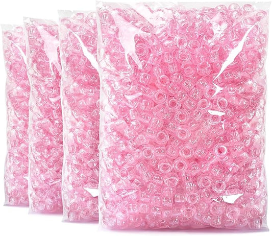 praisebank pony beads, 4000pcs pink glitter, beads for jewelry making, beads for crafts, beads for hair braids.