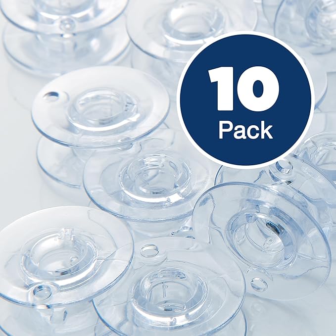 Brother Sewing and Embroidery Bobbins, SA156,Clear, 11.5 mm, 10 Count (Pack of 2)