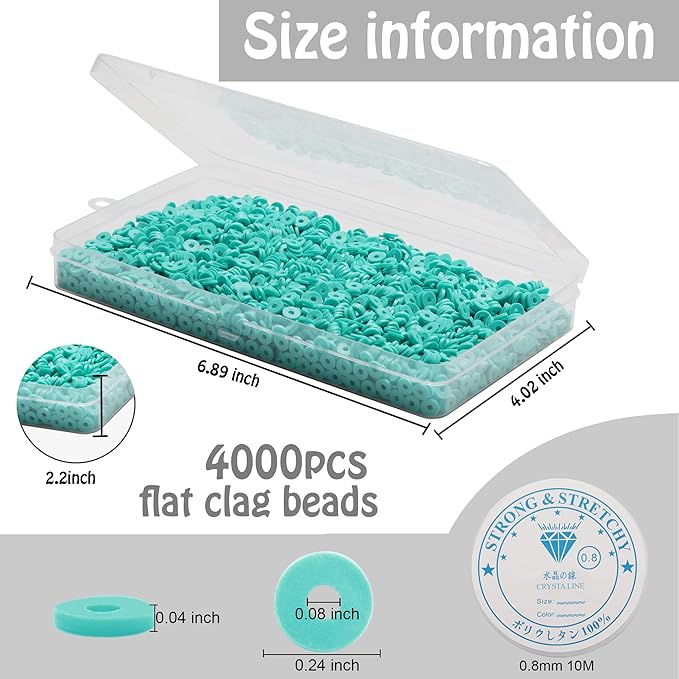 4000 Pcs Clay Beads for Bracelets Making, Polymer Spacer Flat DIY for Jewelry Necklace Earring Making Kit, Preppy Aesthetic Heishi Heshie Thin Disk Beads Assortments Set 4 6 8MM (GR-6-10, 6MM)