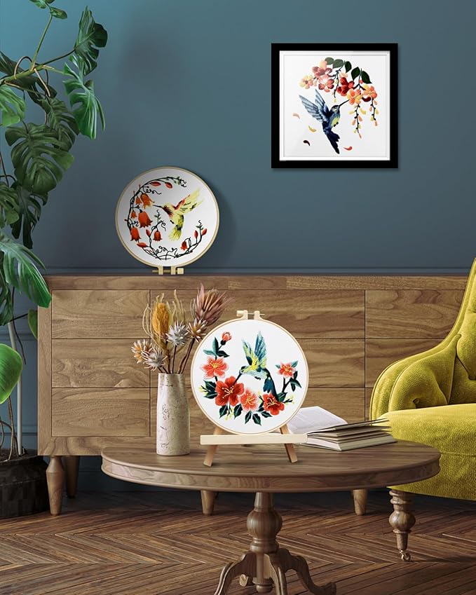 TINDTOP Hummingbird and Flower Embroidery Kit for Adults