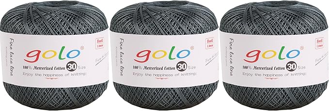 golo 3 Balls Crochet Thread Size 30 Embroidery Thread Yarn for Hand Kniting Yarn for Tatting 196