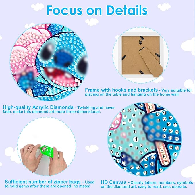Diamond Art Kits for Kids - Arts and Crafts for Kids Ages 8-12 - Diamond Art Painting with Wooden Frame - Crafts for Kids Ages 4-8 - GEM Art for Girls Boys Adults Beginners Home Wall Decor Gifts
