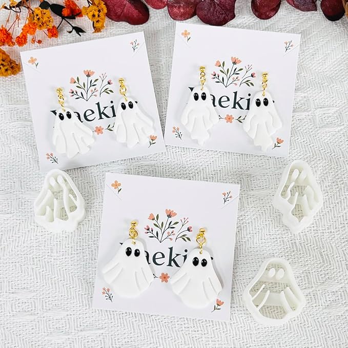 Xaekicr 5 Pcs Halloween Polymer Clay Cutters Set – Ghost, Bat, Potion Bottle Clay Earring Cutters for DIY Jewelry Making – Clay Tools for Polymer Clay Molds