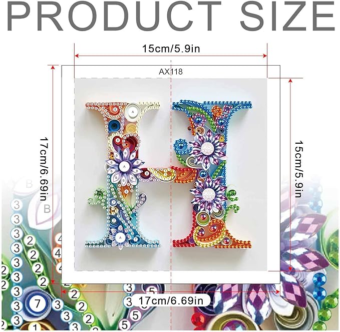 MVVMTOP Diamond Painting Kit, 5D DIY Letter H, Special Shape Crystal Artificial Diamond Art Partial Mosaic Handicraft for Beginners, Wall Decor Gift for Bedroom, Office, Living Room 6.7x6.7in