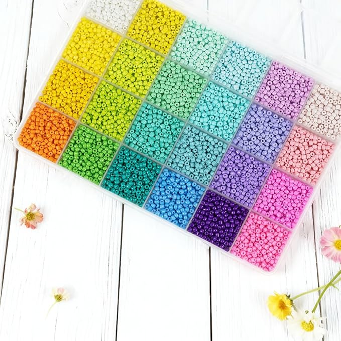 Macaron Color 3mm Seed Beads, 5200Pcs Glass Seed Beads Kit with Storage Box for DIY Necklace Bracelet Crafts