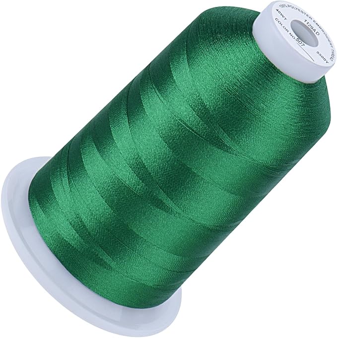 Simthread 5500Yds Embroidery Thread, 5000M High-Yardage 40WT 100% Polyester Thread – 170+ Vivid Colors, High-Speed Rated – Compatible with Brother, Singer, Janome & More - Leaf Green 509