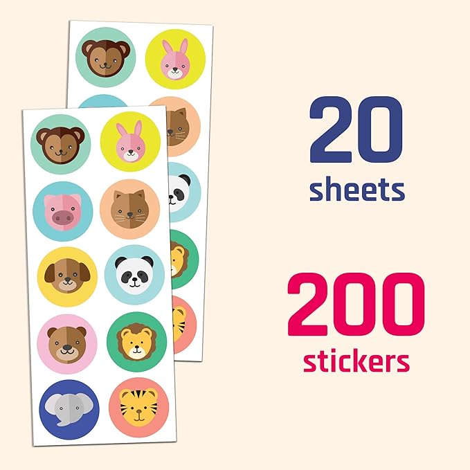 farm animal stickers for kids, 1.5" - 20 sheets, 200 stickers
