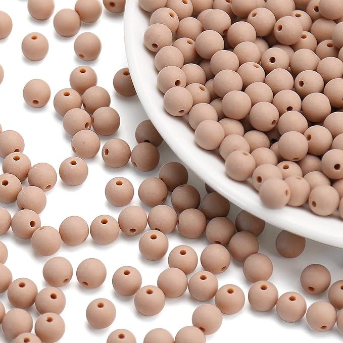 bonny boxx 60pcs 16mm matte light brown acrylic round beads, frosted plastic resin bubblegum balls chunky gumball beads for necklace and bracelet making, crafting supplies