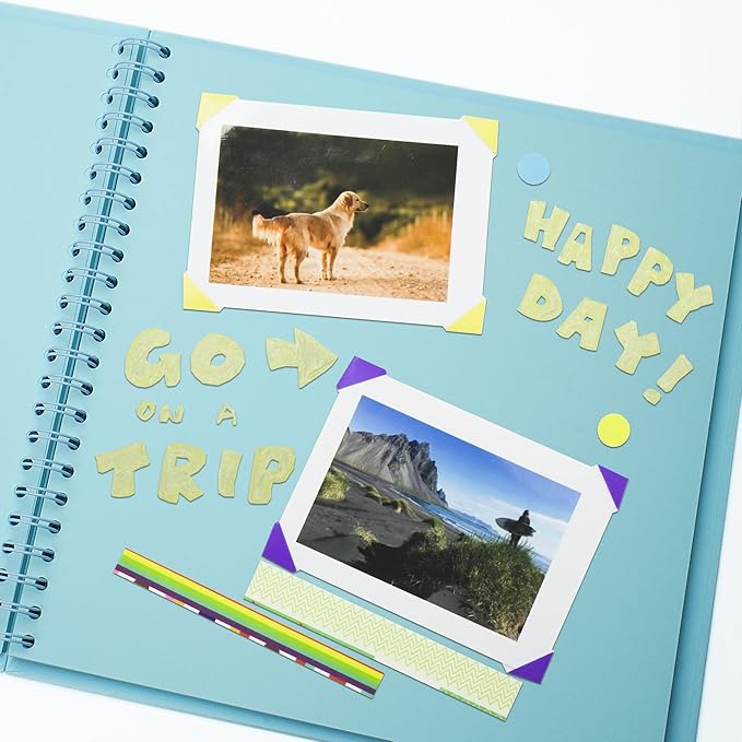 8 x 8 Inch DIY Scrapbook Photo Album Hardcover Kraft Blank Page Acid-Free 40 Pages (20 Sheets) Memory Book for Wedding Anniversaries Family Baby Memories Small Scrapbooking Projects, Blue