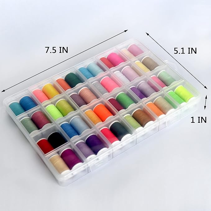 48 Rainbow Color Set of Handy Polyester Sewing Threads with needls and Threader