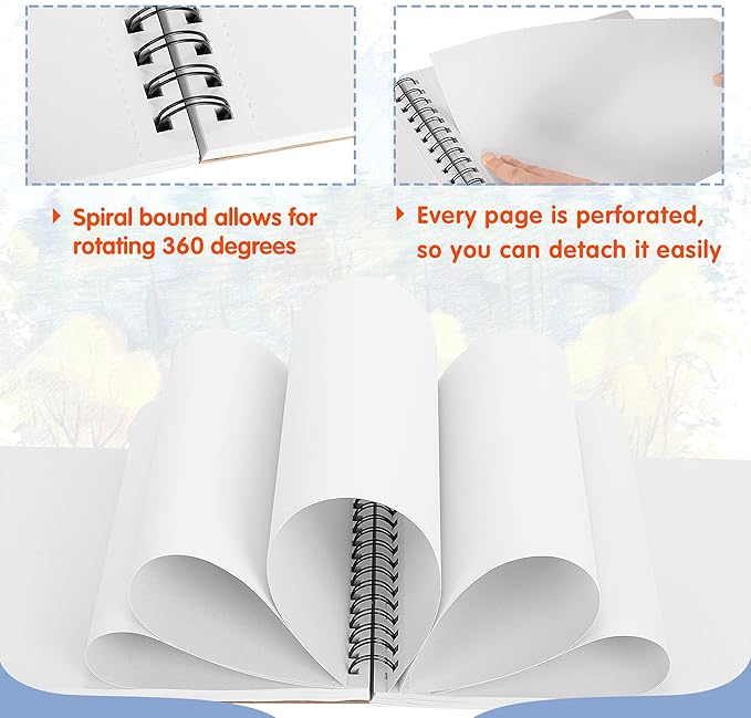 fixsmith 9"x12" sketch book | 80 sheets (68 lb/100gsm) sketchbook | top spiral bound artist sketch pad | acid free drawing pad | ideal for kids, beginners, artists & painters | bright white