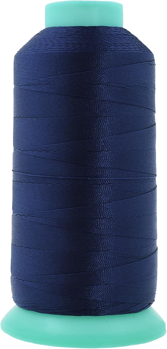 Mandala Crafts Size 92 280D T90 Bonded Nylon Thread - Navy Blue 1100 YDs Tex 90 Heavy Duty Sewing Threads for Leather, Jeans, Weaving, Outdoor Marine Upholstery