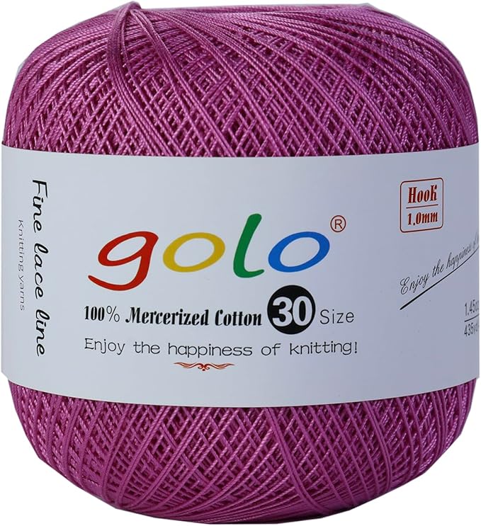 golo Crochet Thread Size 30 Yarn for Hand Kniting Yarn for Tatting Pink 253