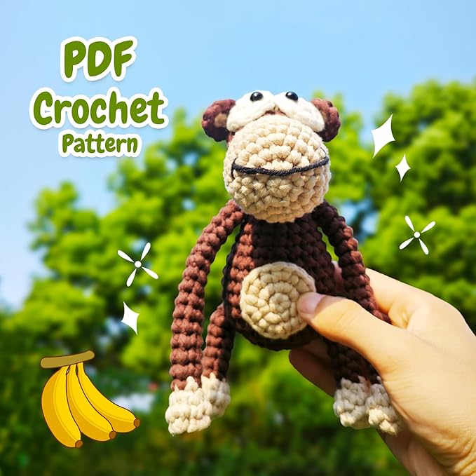 Kovarela Beginners Crochet Kit with Simple Crochet Yarn Yarn - with Step-by-Step Video Tutorials (Monkey)