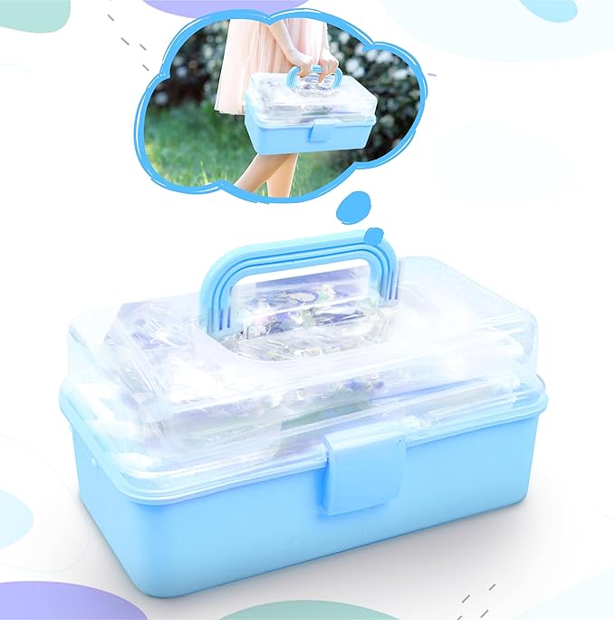 LINAYE 3000PCS Arts and Crafts Supplies for Kids, DIY Craft Box Kits, Craft Supplies Set Include Pompoms, Pipe Cleaners for Kids Ages 4-6 6-8 Birthday for Boys Girls Blue