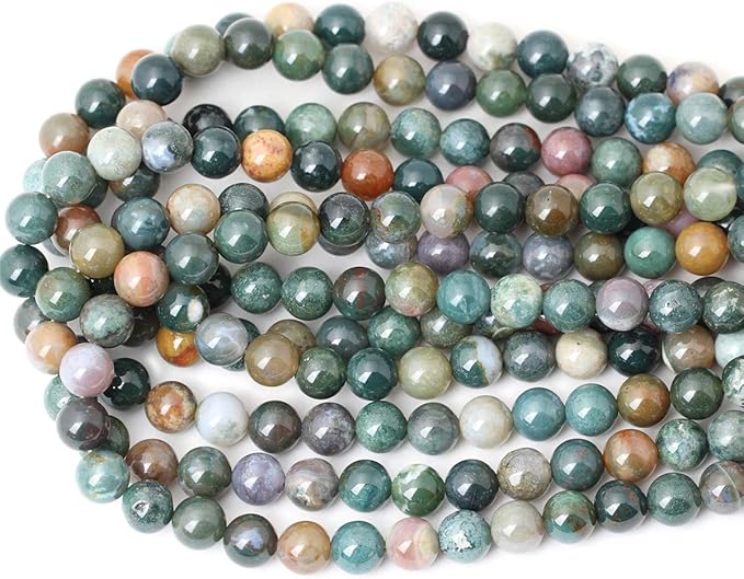 35PCS 10mm Natural Indian Agate Gemstone Round Loose Beads for Jewelry Making DIY 1 Strand 15"