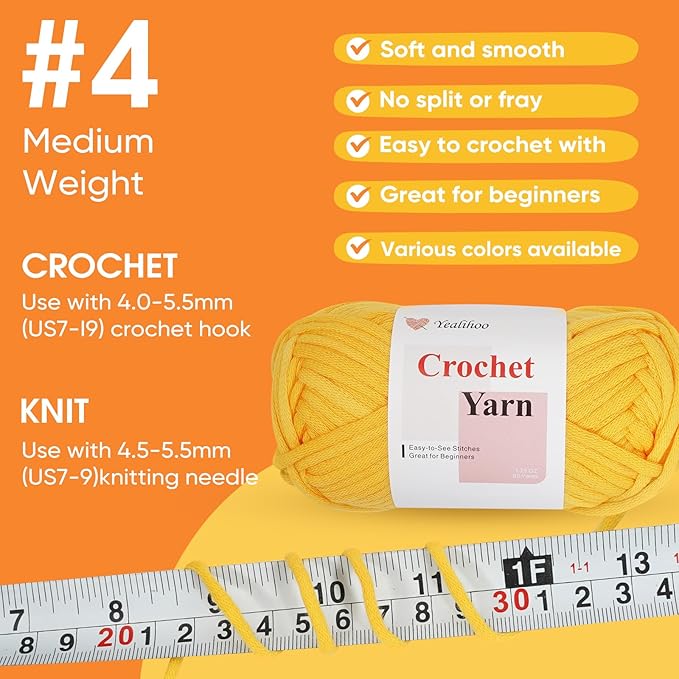 Beginner Yarn for Crocheting, Easy Crochet Yarn for Beginners, 3 Pack × 1.8 oz Amigurumi Yarns, Penguin Crochet Kit, Thick and Soft with Video Tutorials, Easy-to-See Stitches, Worsted Medium # 4