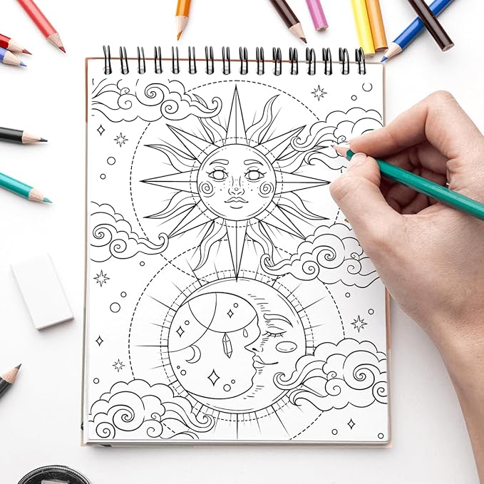 SOUTHERN LOTUS Minimalist Art Coloring Book Spiral Bound with Abstract Design Aesthetic Shapes Styles Hardcover Adult Color Pages for Women Seniors Girls Relax Relieve Stress