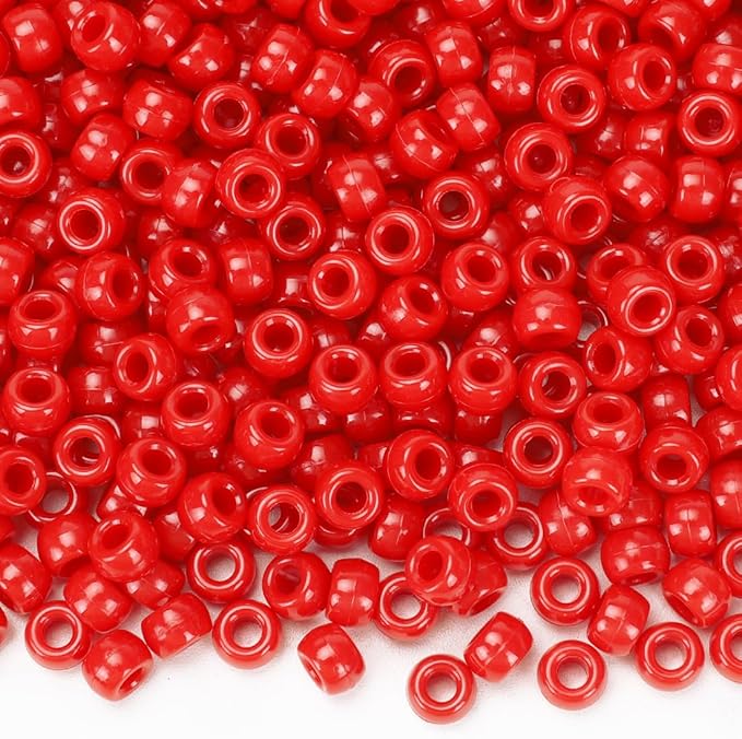 IOOLEEM Red Pony Beads,1200pcs Beads for Bracelets Making & Hair braiding, Kandi Friendship Bracelets & Jewelry Making.