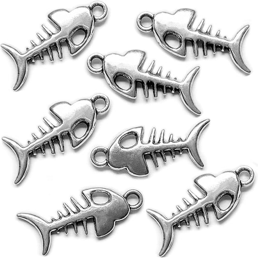 Heather's cf Silver Sea Charms – Antique Pendants, Non-Tarnish, Lead-Free & Nickel-Free, Bulk Ocean Animal Charms for DIY Jewelry, Bracelets, Necklaces, Earrings, Beach Craft Supplies (Sea Animals)