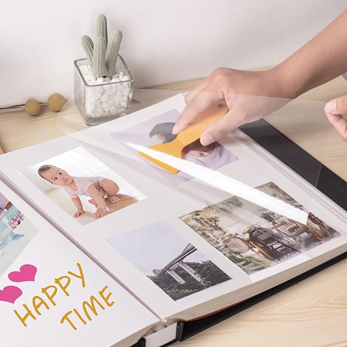 Large Photo Album Self Adhesive 4x6 5x7 3x5 8.5x11 Scrapbook Magnetic Album DIY Scrap Book Length 13 x Width 12.8 (Inches) 120 Sticky Pages Linen Cover DIY Photo Album (Black)