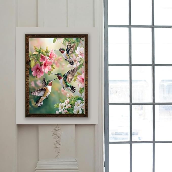 Hummingbird Stamped Cross Stitch Kits for Adults Beginner,Bird Needlepoint Counted Cross Stitch Kits,11 CT Patterns Dimensions Embroidery Craft Kits for Home Wall Decor 12x16 Inch.