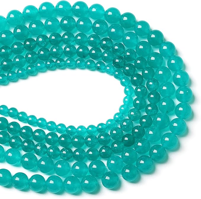 180PCS 4mm Natural Stone Beads Blue Amazonite Jade Stone Round Loose Beads for Jewelry Making DIY Bracelet Necklace 32" 2 Strands