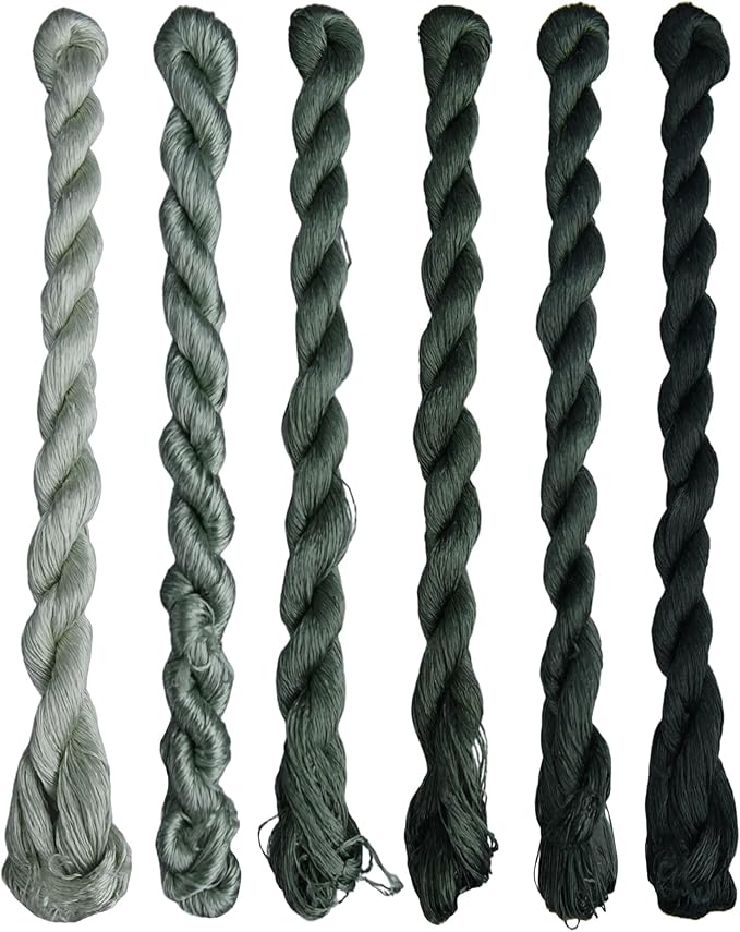 Natural 100% Silk Thread, Handmade Embroidery Thread Silk Floss 6 Colors 110m Each (40)