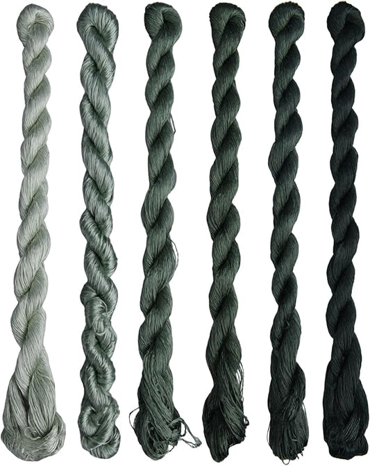 Natural 100% Silk Thread, Handmade Embroidery Thread Silk Floss 6 Colors 110m Each (40)