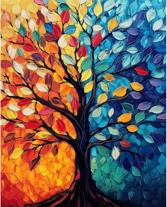 Natuyalo Paint by Numbers Kit for Adults Beginner, Tree of Life Adult Paint by Number Kits on Canvas, Cycle of Life DIY Acrylic Paint by Number for Adults for Home Decor Gift 16x20 Inch