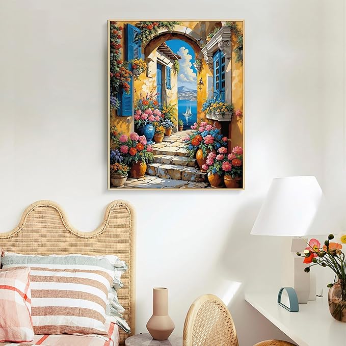 Paint by Numbers Kit for Adults - Seaside Acrylic Adult Paint by Number Kits on Canvas for Beginner, Seascape Landscapes DIY Oil Painting by Numbers for Adults Kit, Perfect for Home Decor Gift 16"x20"