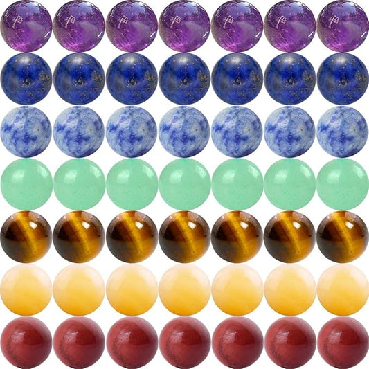 7 Chakra Natural Stone Beads 100pcs 10mm Round Genuine Real Stone Beading Loose Gemstone Mixed DIY Smooth Beads for Bracelet Necklace Earrings Jewelry Making