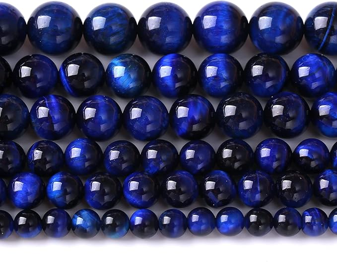 Natural Stone Lapis Blue Tiger Eye Beads Round Loose Spacer Beads for Jewelry Making DIY Bracelet Necklace 10mm 38pcs