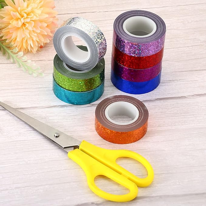 PATIKIL Glitter Sparkle Tape 15mm x 5m, 2 Pack Holographic Art Decorative Masking Tapes Self-Adhesive for DIY Scrapbook Art Craft Wrapping, Red