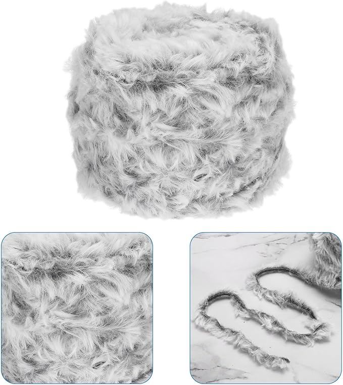 PATIKIL 70yds Faux Fur Yarn, Fuzzy Yarn Crochet Fluffy Yarn Soft Chunky Polyester Plush Fur Eyelash for Crocheting Knit Blanket Rug Sweater Scarf Hat Bear Craft, Black White