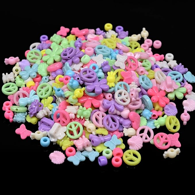 Assorted Acrylic Beads for Bracelet Making kit, 200g+ 11-Style, Pony Candy Kawaii Charms Beads DIY Craft Supplies for Jewelry Keychain Necklaces (Mixed II Candy Color, 440+Pcs, 0.45lb.)