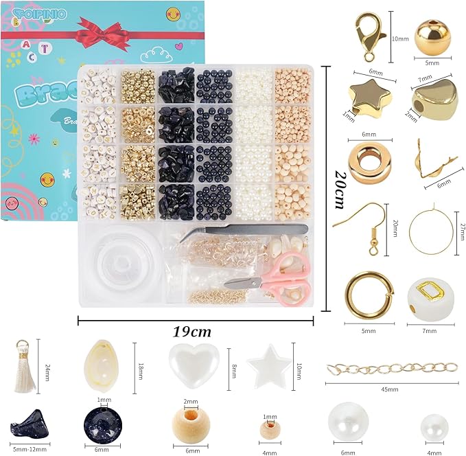 TOIPINIO Bracelet Making Kit Jewelry Making Supplies Kit Natural Stone Beads for Irregular Natural Stone with for DIY Craft-1736 PCS Friendship Bracelet/Necklace/Earrings for Adults (Blue Sandstone)