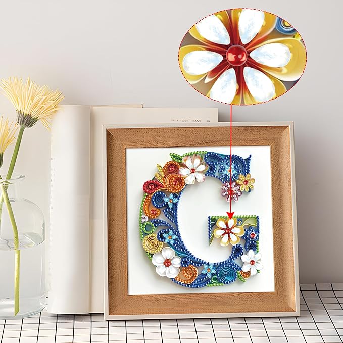 MVVMTOP Diamond Painting Kit, 5D DIY Letter G, Special Shape Crystal Artificial Diamond Art Partial Mosaic Handicraft for Beginners, Wall Decor Gift for Bedroom, Office, Living Room 6.7x6.7in