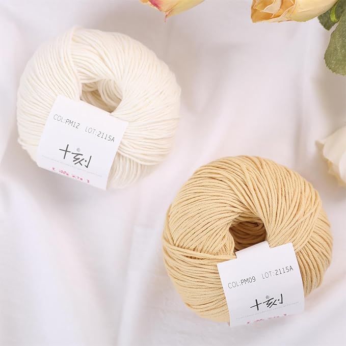Fine Weight Knitted and Crocheted Cotton Yarn, 100% Long Staple Cotton Yarn, Baby Sports, 2 Packages of 100g/3.52oz (Per Skein 50g/162yards) - Cheese Yellow