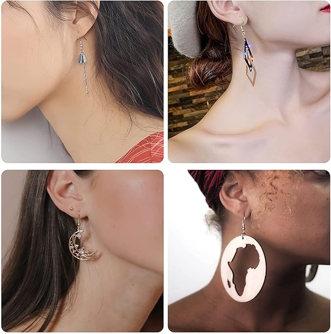 600Pcs Hypoallergenic Earring Hooks, Black Earring Making Kit, with Earring Backs and Jump Rings for Jewelry Making (Black)