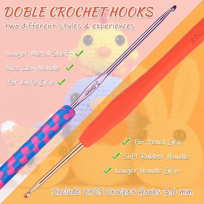 coopay crochet kit for beginners: 4 in 1 crochet animal kit - penguin, chick, rabbit & fox, crochet set beginner crochet starter kit for adults, learn to crocheting knitting kit includes instructions
