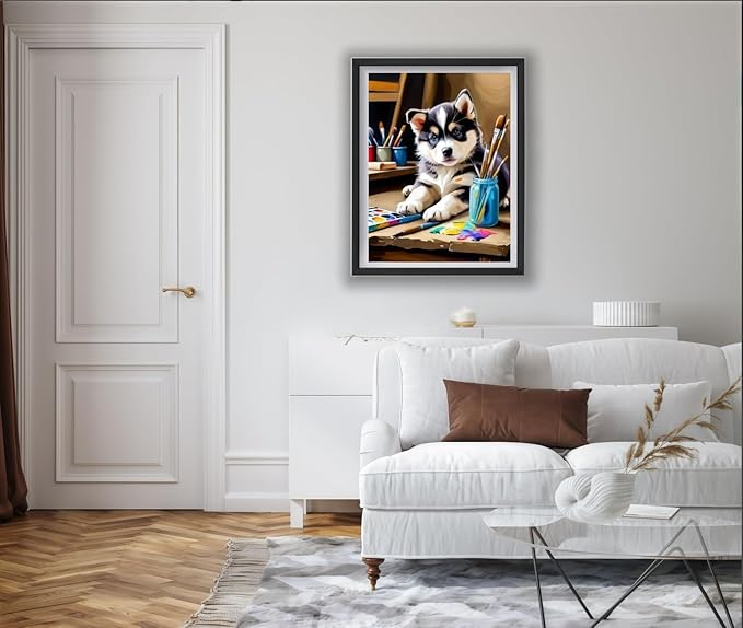 BYGFHLYW Dog Paint by Numbers Kit for Adults Beginners, Animal Easy Adult Paint by Number Kits On Canvas, DIY Acrylic Watercolor Oil Paint by Number for Adults for Home Wall Decor 16X20 Inch
