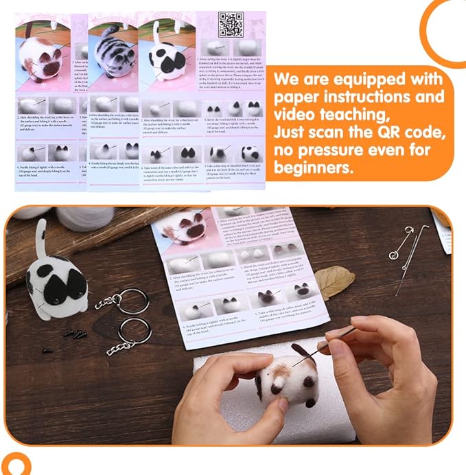 Mayboos Needle Felting Kit, 3 Pieces Making Wool Needle Felting Starter Kit with Instruction, Felting Foam Mat and DIY Needle Felting Supply for DIY Craft Animal Home Decoration