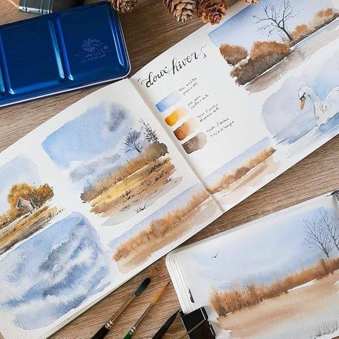 PHOENIX Artist Watercolor Paint Set - 12 Colors Half Pans Palette Quality Pigment Watercolor Travel Set Portable Tin Box for Adults, Professional Artists