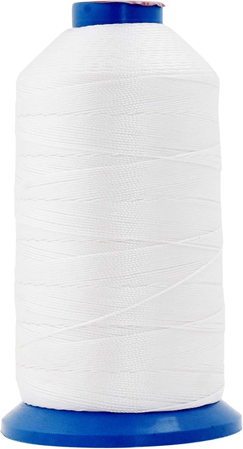 Mandala Crafts Size 92 280D T90 Bonded Nylon Thread - White 1100 YDs Tex 90 Heavy Duty Sewing Threads for Leather, Jeans, Weaving, Outdoor Marine Upholstery