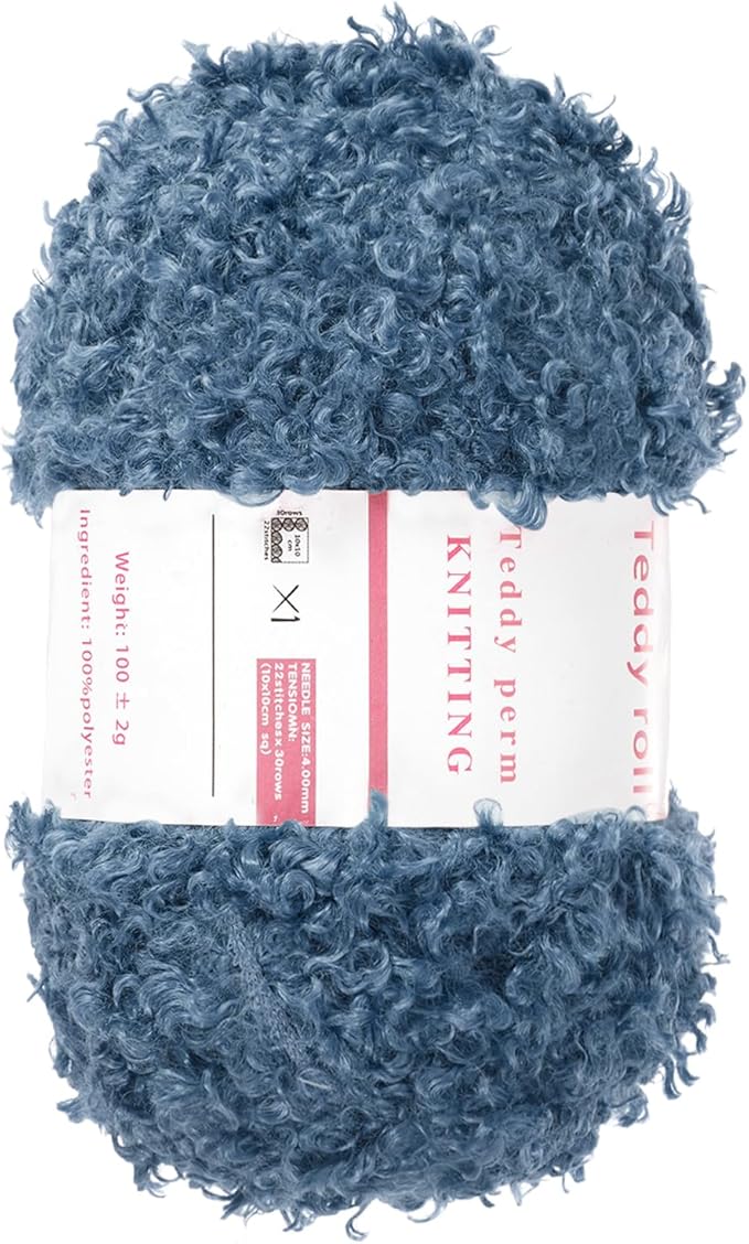 MECCANIXITY Eyelash Yarn Fur Soft Fluffy Chunky Polyester Yarn Fuzzy Deep Blue for Crocheting Knit DIY Clothes Bag - 55Yard/50m, 3.53oz
