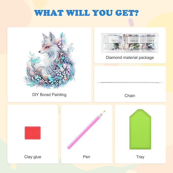 HEIBAGO Diamond Art Hanging Kits for Adults Kids, Hanging Diamond Art Fox, 5D Special Shaped Crystal Diamond Painting Kit, DIY Pattern Window Pendant for Home Wall Decor 8.3x8.3Inch