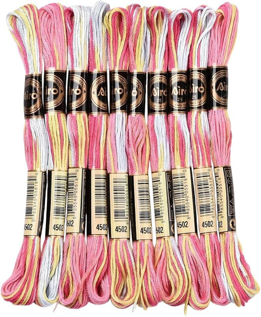 10 Skeins 87.5 Yards 6 Strands Pink Friendship Bracelet String Hand Variegated Embroidery Floss Gradient Cross Stitch Thread Yarn Bracelets Threads Bulk for Sewing Crochet Crafts Stitching