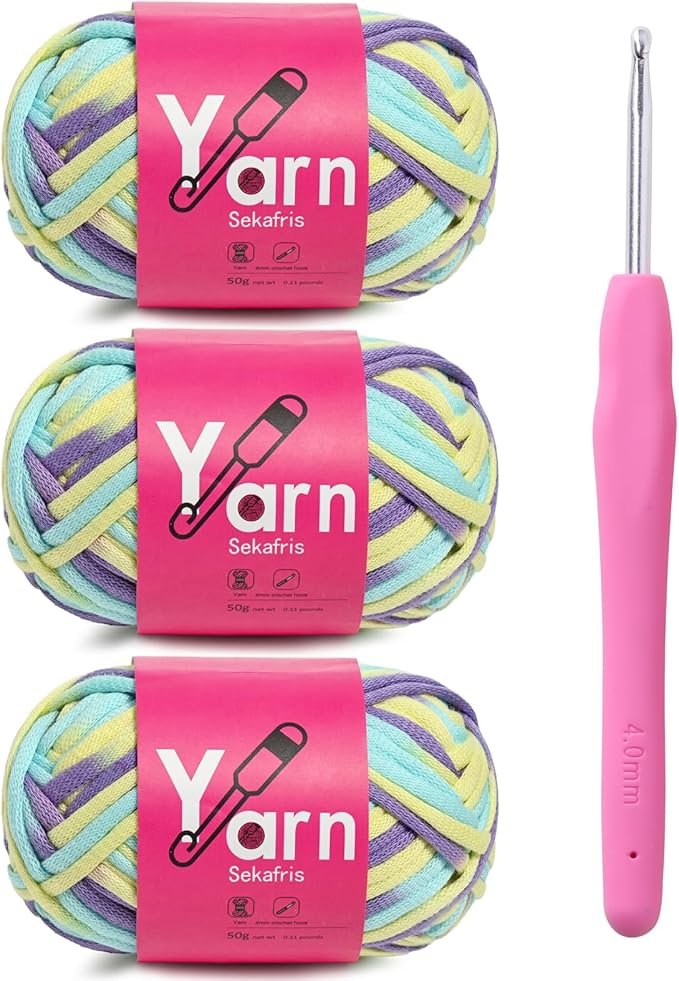 Crochet Yarn with Cotton Yarn for Crocheting - Crochet Knitting Yarns for Beginners with Easy-to-See Stitches - Yarn for Crocheting - Parfait Chunky Yarns -Cotton-Nylon Blend (A1)