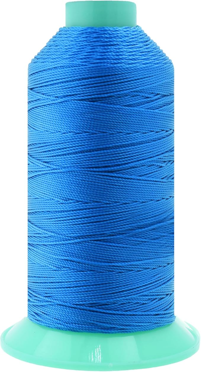 Mandala Crafts Size 346 210D T350 Bonded Nylon Thread - Sky Blue 415 YDs Tex 350 Heavy Duty Sewing Threads for Leather, Jeans, Weaving, Outdoor Marine Upholstery